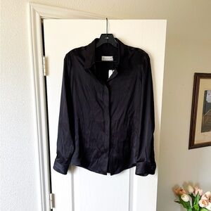 Veronica De Piante Camille Washed Black Silk Shirt Italy 38 Flawed